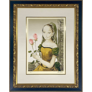 花を持つ少女　リトグラフ