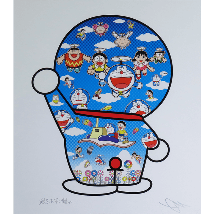 青空の下のドラえもん達 オフセット | 村上隆 絵画販売・買取 