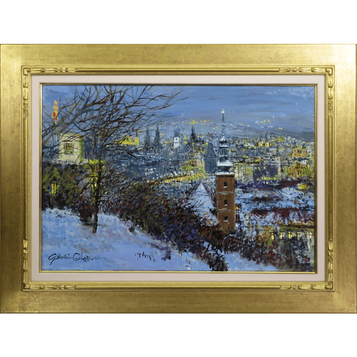 プラハ雪の夜景 12号