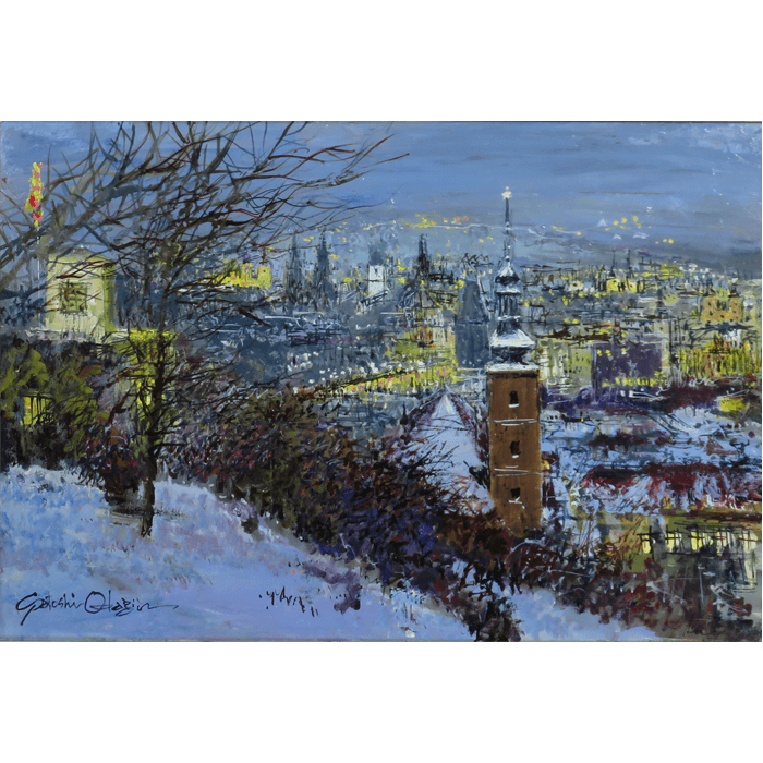 プラハ雪の夜景 12号