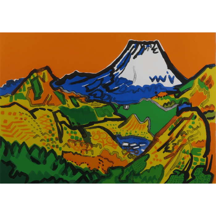 初冠雪の富士　リトグラフ