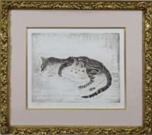 眠る猫:「猫十態」より エッチング